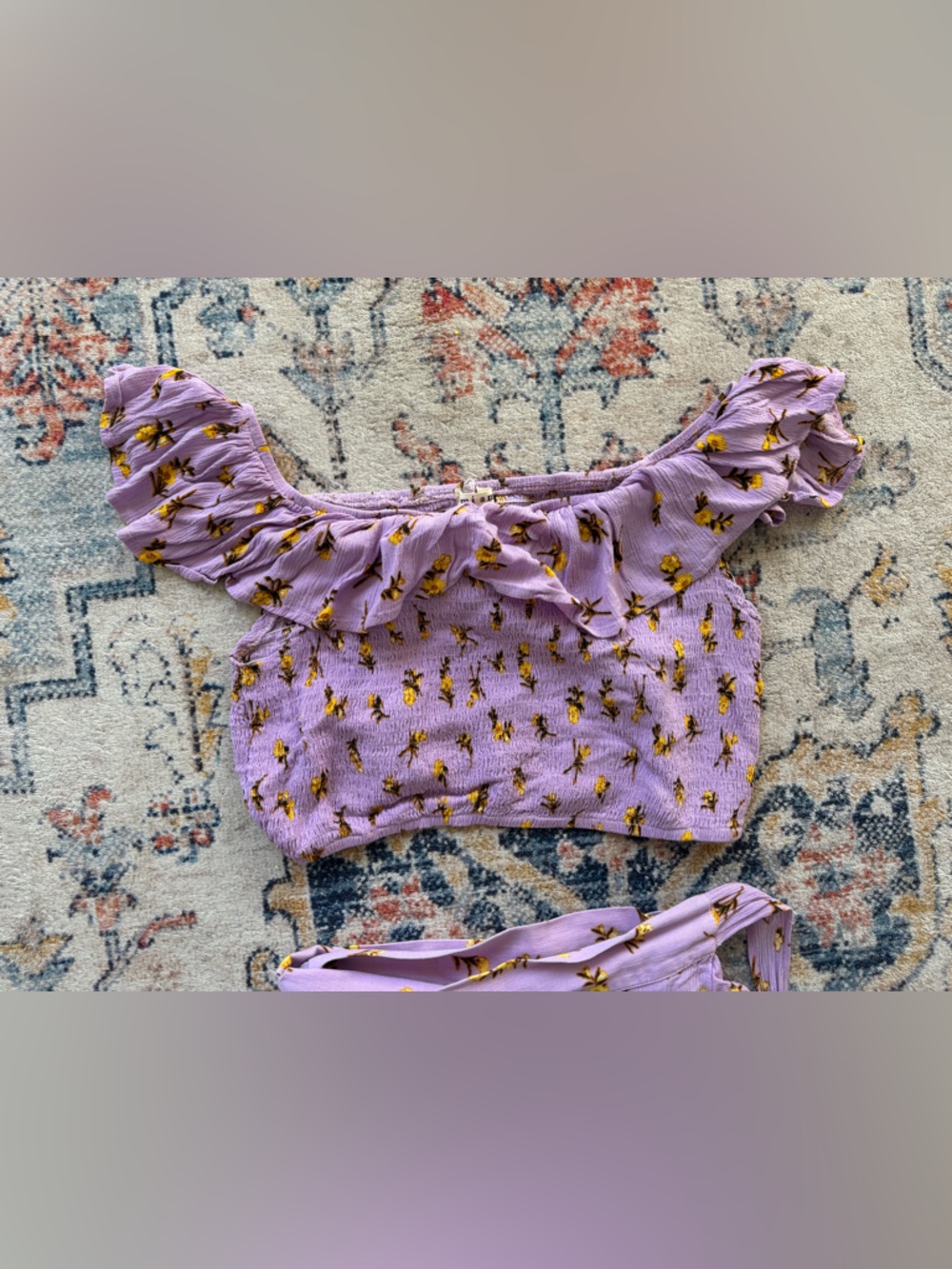 Lilac Two-Piece Floral Ruffle Set - Picture 2 of 2